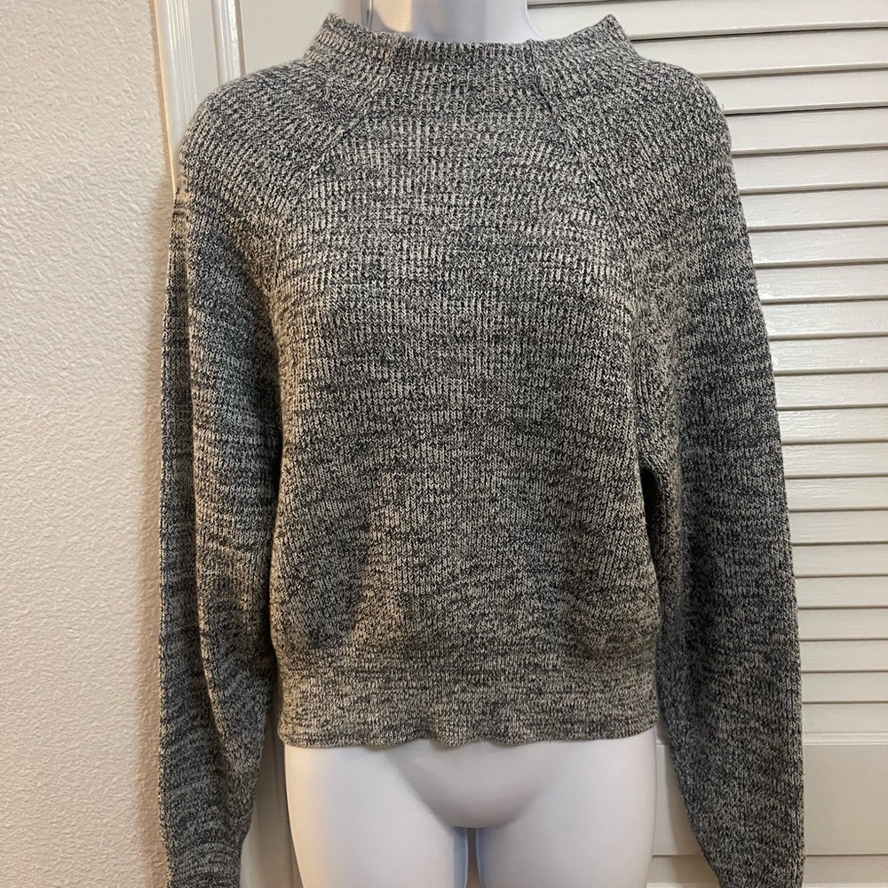 Free People Gray Marled Mock Neck Crop Sweater S